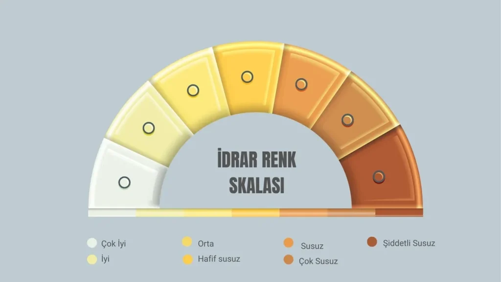 İdrar renk skalası - susuzluk ve su tüketimi göstergesi