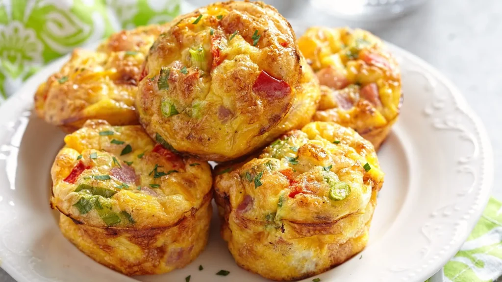 Sebzelerle hazırlanmış muffin şeklinde pişirilmiş omlet